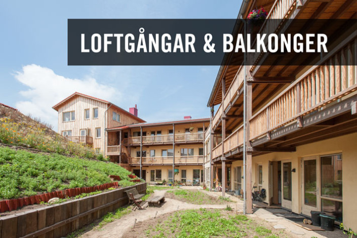 Prefabricerade loftgångar och balkonger i hårdträ - Kärnsund Wood Link